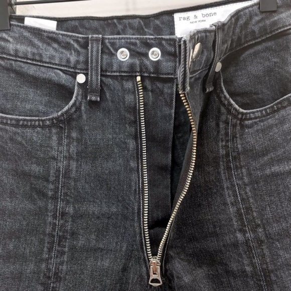 rag & bone Iver high rise bootcut cropped jeans in Black Blain Size 24 NWT - Picture 6 of 8